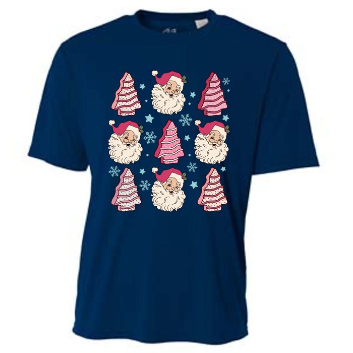 Coquette Christmas Tree Cake Santa Claus Christmas Bow Cooling Performance Crew T-Shirt