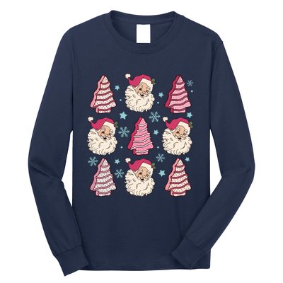 Coquette Christmas Tree Cake Santa Claus Christmas Bow Long Sleeve Shirt