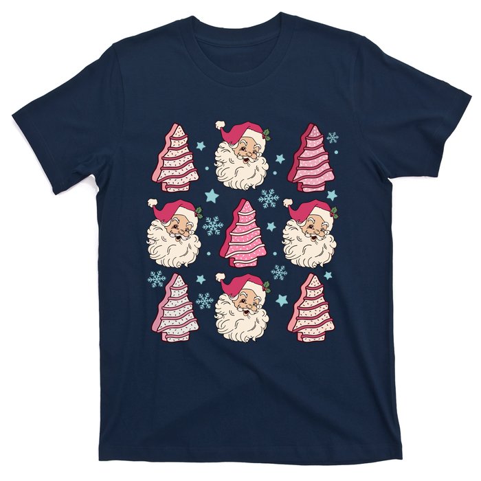 Coquette Christmas Tree Cake Santa Claus Christmas Bow T-Shirt