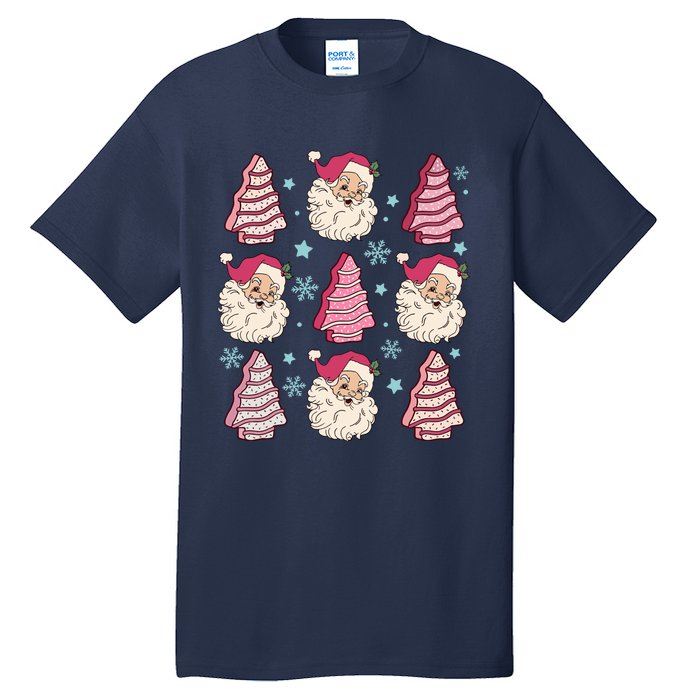 Coquette Christmas Tree Cake Santa Claus Christmas Bow Tall T-Shirt