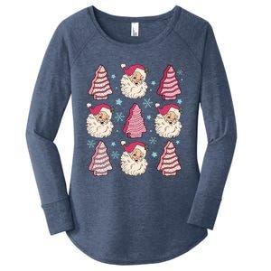 Coquette Christmas Tree Cake Santa Claus Christmas Bow Women's Perfect Tri Tunic Long Sleeve Shirt