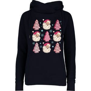 Coquette Christmas Tree Cake Santa Claus Christmas Bow Womens Funnel Neck Pullover Hood