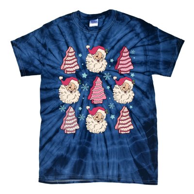 Coquette Christmas Tree Cake Santa Claus Christmas Bow Tie-Dye T-Shirt