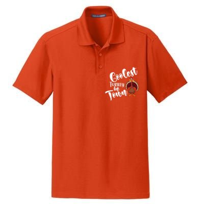 Cute Coolest Turkey In Town Thanksgiving Autumn Fall Design Cute Gift Dry Zone Grid Polo