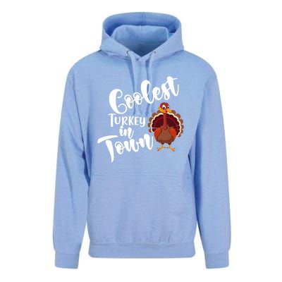 Cute Coolest Turkey In Town Thanksgiving Autumn Fall Design Cute Gift Unisex Surf Hoodie