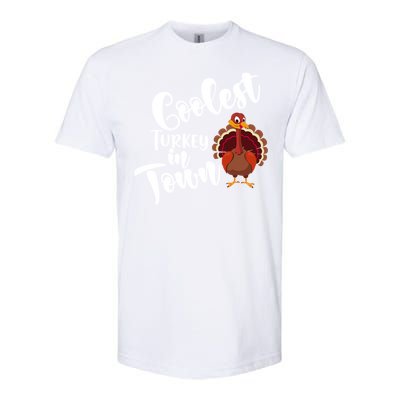 Cute Coolest Turkey In Town Thanksgiving Autumn Fall Design Cute Gift Softstyle CVC T-Shirt