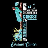 Christian Cross Teal Ribbon Survivor Fighter Ovarian Cancer Cooling Performance Crew T-Shirt