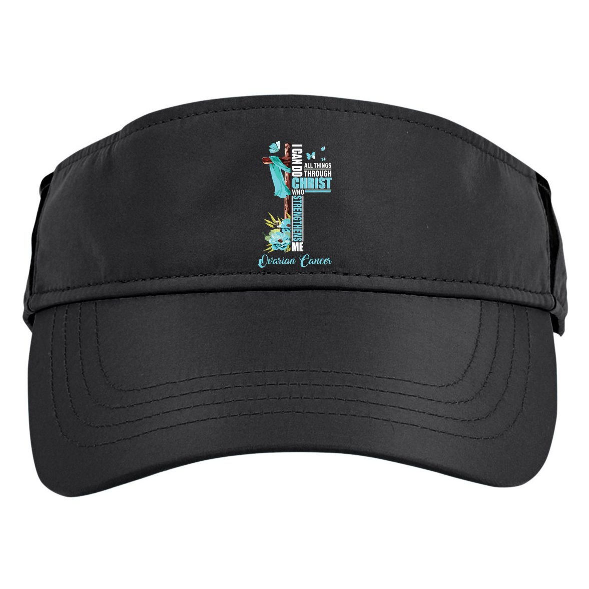 Christian Cross Teal Ribbon Survivor Fighter Ovarian Cancer Adult Drive Performance Visor