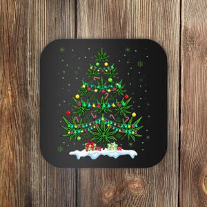 Cannabis Christmas Tree Xmas Funny Smoking Weed Marijuana Coaster