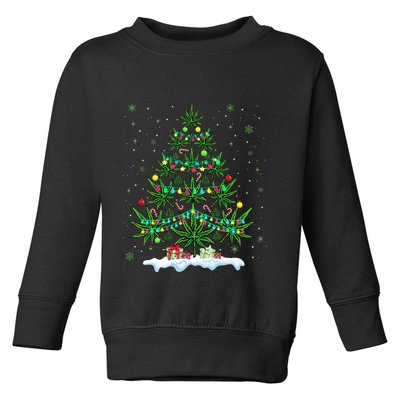 Cannabis Christmas Tree Xmas Funny Smoking Weed Marijuana Toddler Sweatshirt