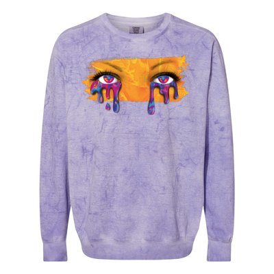 Crying Colorful Tears Sad Eyes Colorblast Crewneck Sweatshirt