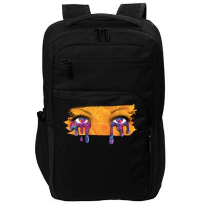 Crying Colorful Tears Sad Eyes Impact Tech Backpack