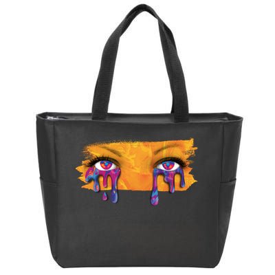 Crying Colorful Tears Sad Eyes Zip Tote Bag