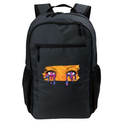 Crying Colorful Tears Sad Eyes Daily Commute Backpack