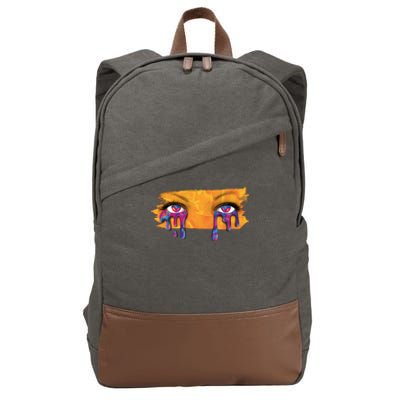 Crying Colorful Tears Sad Eyes Cotton Canvas Backpack