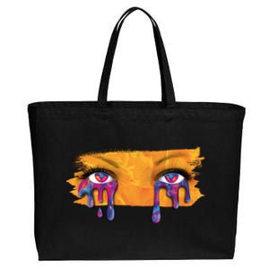 Crying Colorful Tears Sad Eyes Cotton Canvas Jumbo Tote