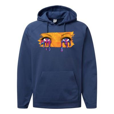 Crying Colorful Tears Sad Eyes Performance Fleece Hoodie