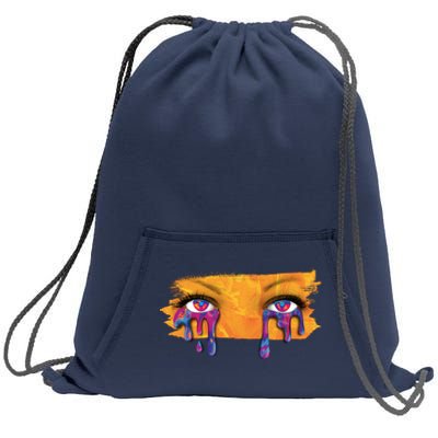 Crying Colorful Tears Sad Eyes Sweatshirt Cinch Pack Bag