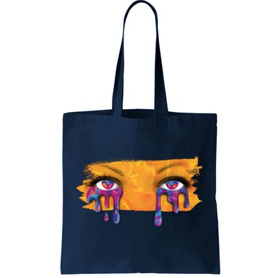 Crying Colorful Tears Sad Eyes Tote Bag