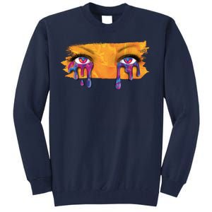 Crying Colorful Tears Sad Eyes Tall Sweatshirt