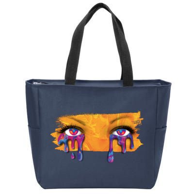 Crying Colorful Tears Sad Eyes Zip Tote Bag