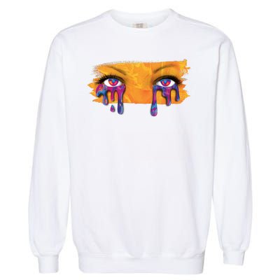 Crying Colorful Tears Sad Eyes Garment-Dyed Sweatshirt