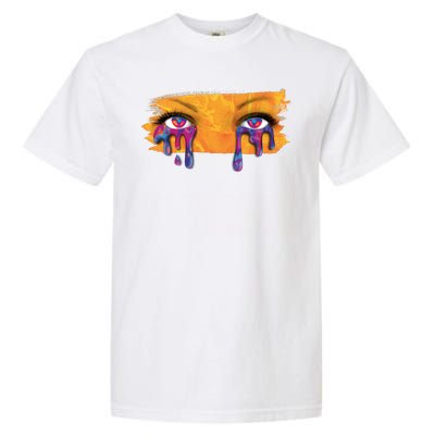 Crying Colorful Tears Sad Eyes Garment-Dyed Heavyweight T-Shirt