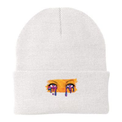 Crying Colorful Tears Sad Eyes Beanie
