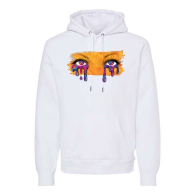 Crying Colorful Tears Sad Eyes Premium Hoodie