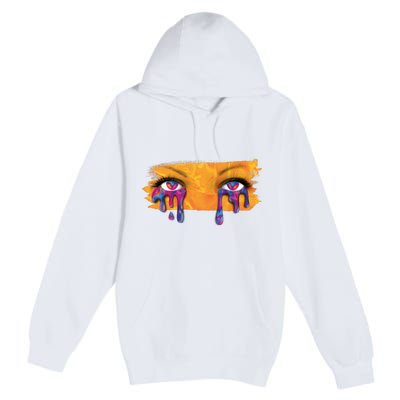 Crying Colorful Tears Sad Eyes Premium Pullover Hoodie