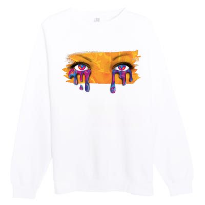 Crying Colorful Tears Sad Eyes Premium Crewneck Sweatshirt