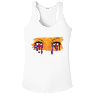 Crying Colorful Tears Sad Eyes Ladies PosiCharge Competitor Racerback Tank