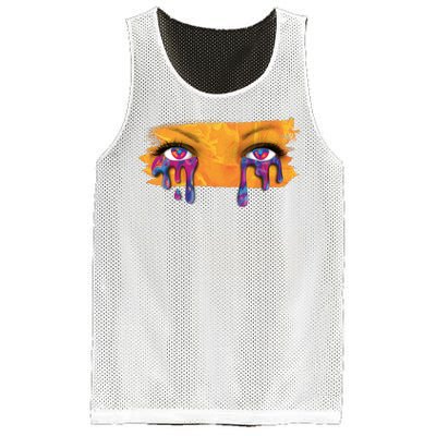 Crying Colorful Tears Sad Eyes Mesh Reversible Basketball Jersey Tank