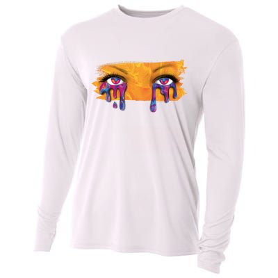 Crying Colorful Tears Sad Eyes Cooling Performance Long Sleeve Crew