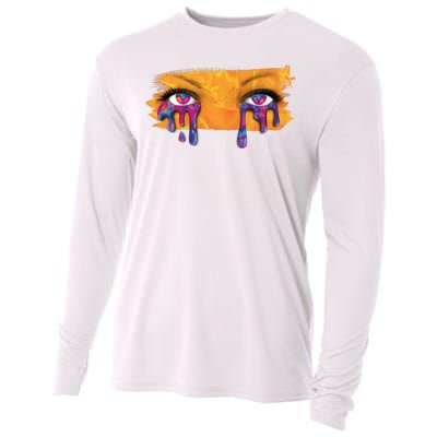 Crying Colorful Tears Sad Eyes Cooling Performance Long Sleeve Crew