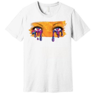 Crying Colorful Tears Sad Eyes Premium T-Shirt