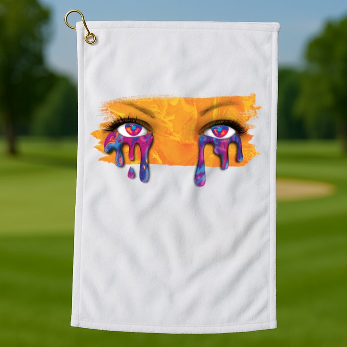 Crying Colorful Tears Sad Eyes Golf Towel