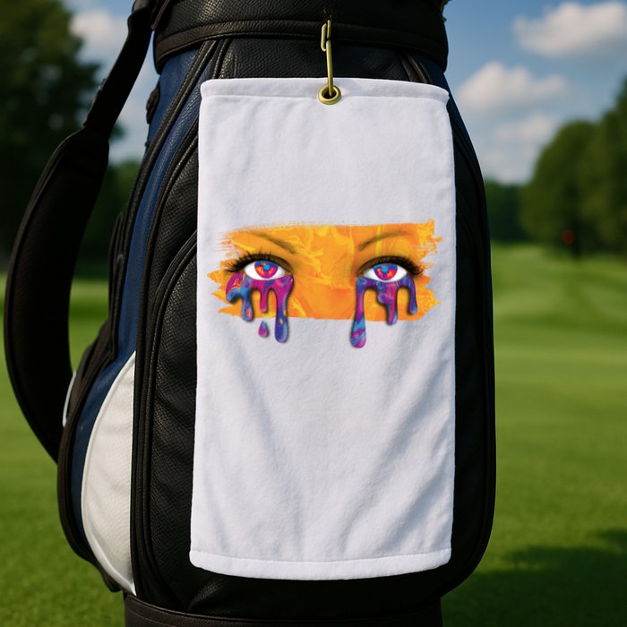 Crying Colorful Tears Sad Eyes Golf Towel