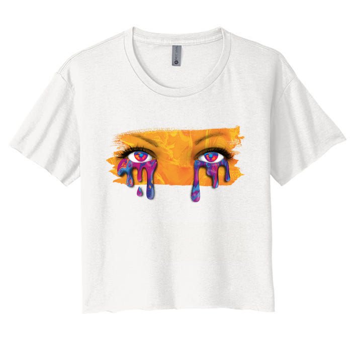 Crying Colorful Tears Sad Eyes Crop Top