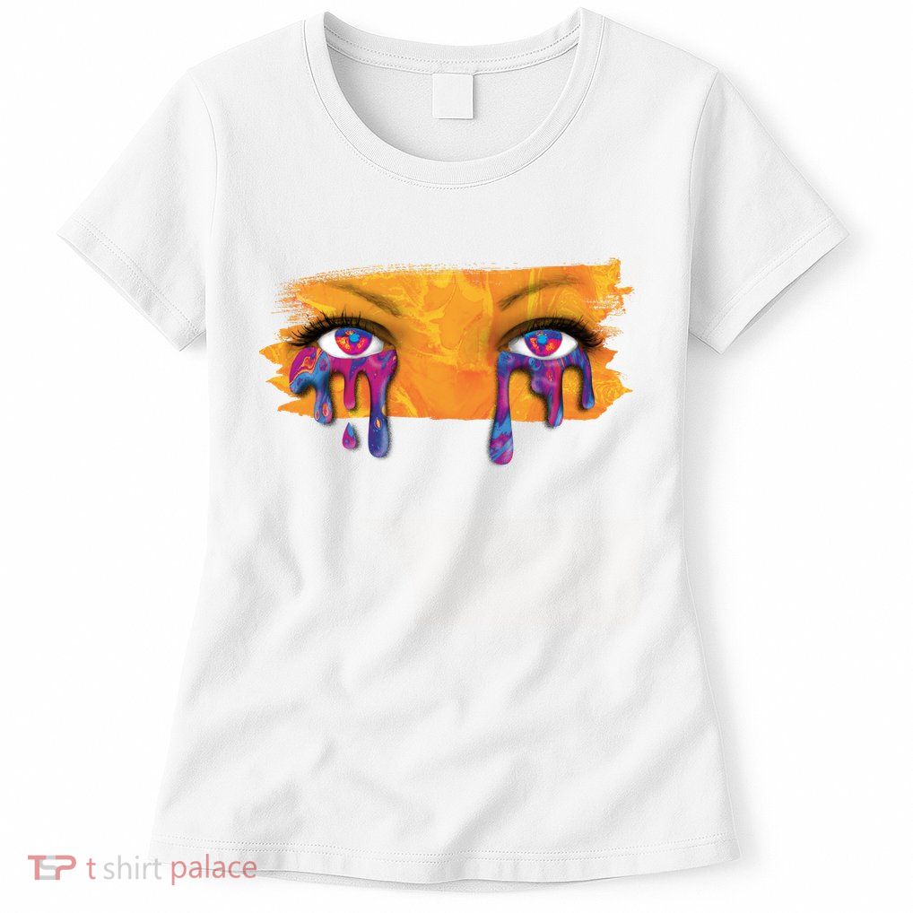 Crying Colorful Tears Sad Eyes Womens T-Shirt