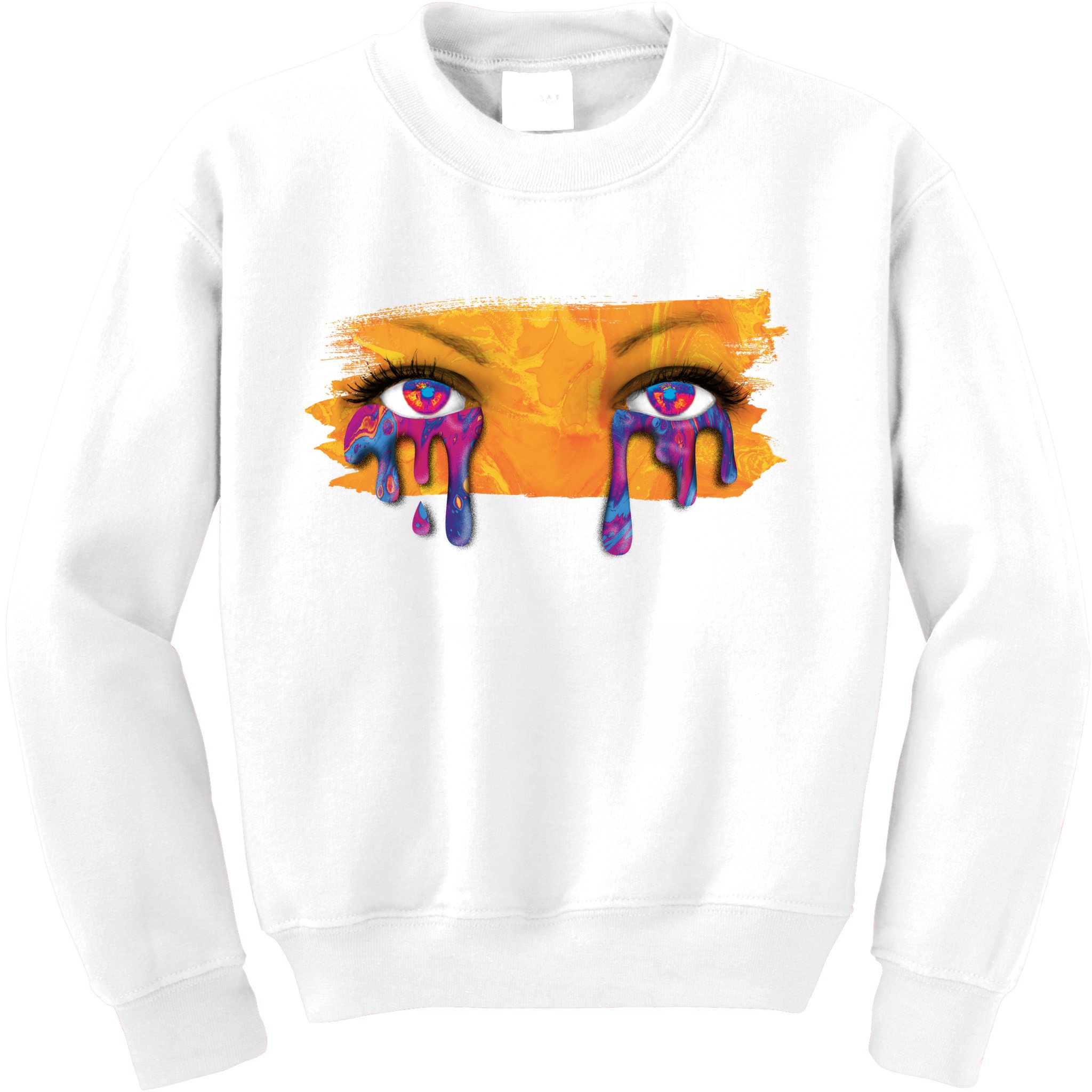 Crying Colorful Tears Sad Eyes Kids Sweatshirt