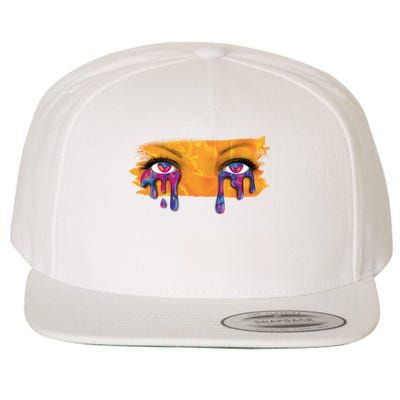 Crying Colorful Tears Sad Eyes Wool Snapback Cap