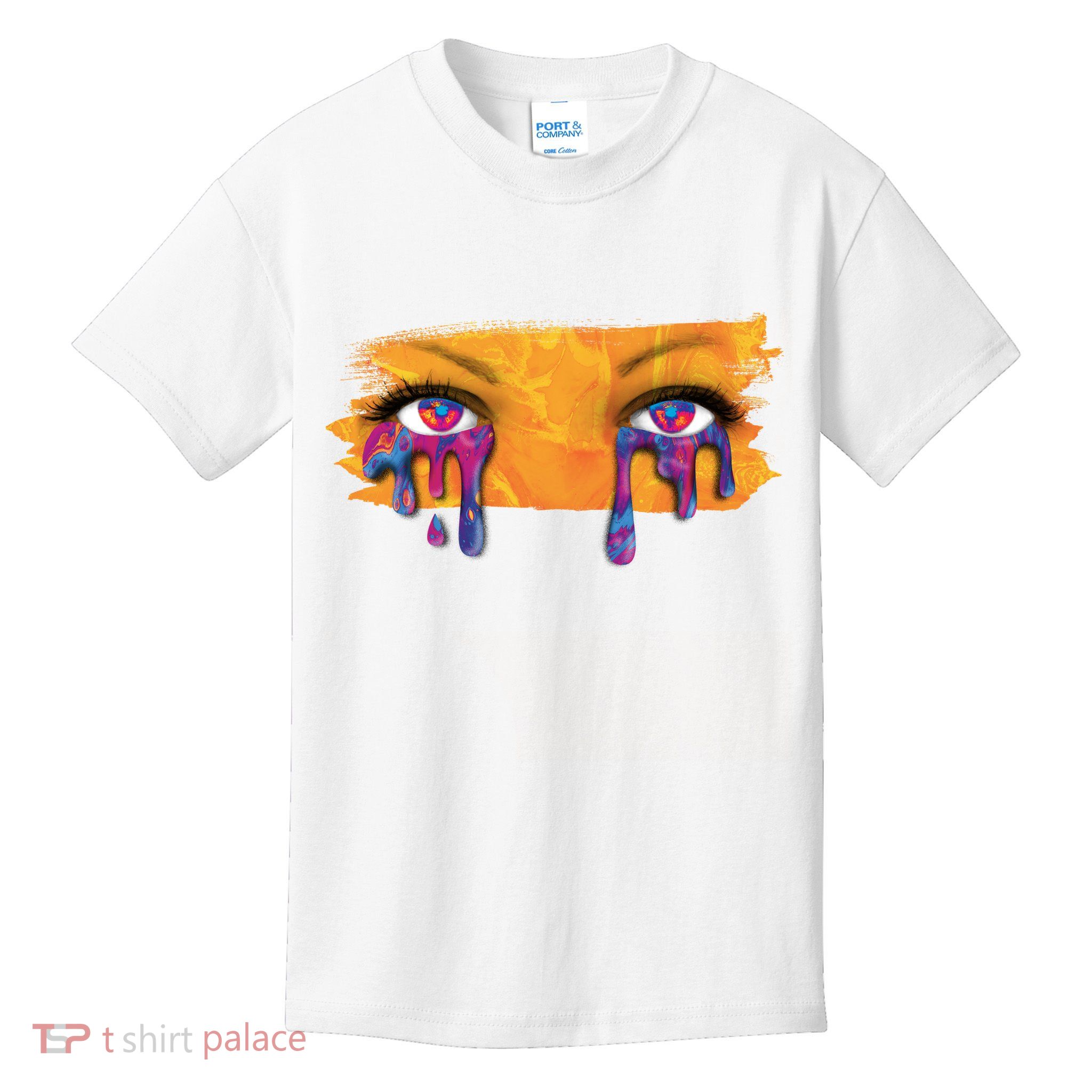 Crying Colorful Tears Sad Eyes Kids T-Shirt