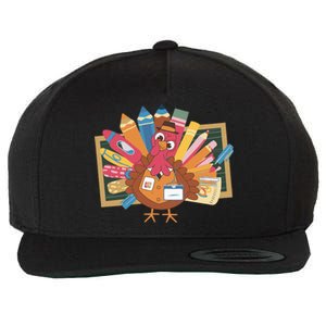 Cute Colorful Turkey Thankful Teacher Turkey Thanksgiving Cool Gift Wool Snapback Cap