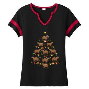 Capybara Christmas Tree Gift Funny Christmas Capybara Ladies Halftime Notch Neck Tee