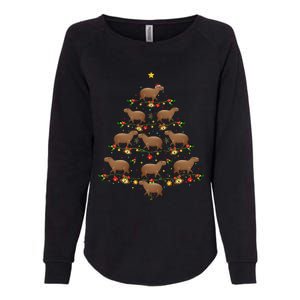 Capybara Christmas Tree Gift Funny Christmas Capybara Womens California Wash Sweatshirt