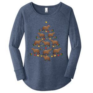 Capybara Christmas Tree Gift Funny Christmas Capybara Women's Perfect Tri Tunic Long Sleeve Shirt