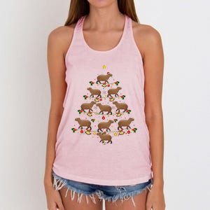 Capybara Christmas Tree Gift Funny Christmas Capybara Women's Knotted Racerback Tank