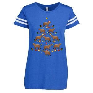 Capybara Christmas Tree Gift Funny Christmas Capybara Enza Ladies Jersey Football T-Shirt