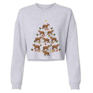 Capybara Christmas Tree Gift Funny Christmas Capybara Cropped Pullover Crew